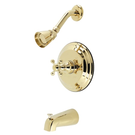 Kingston Brass Tub and Shower Faucet, 3, Wall Mount, Polished Brass KB2632KX